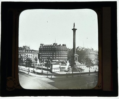 Antique Glass Slide/Negative Photo of TRAFAGLAR SQUARE LONDON UK