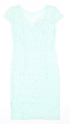 Dorothy Perkins Damen grün Nylon Bleistiftkleid Größe 10 Rundhals Reißverschluss - Spitze