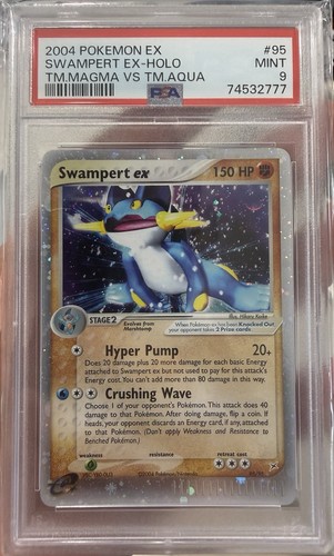 2004 POKEMON EX TEAM MAGMA VS TEAM AQUA #95 SWAMPERT EX-HOLO PSA 9
