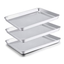 TeamFar Baking Sheets Set of 3, Stainless Steel Cookie Sheet Baking Tray Pan,...
