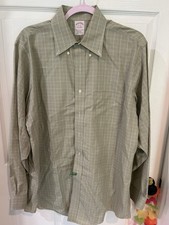 Brooks Brothers green plaid long-sleeve button-up dress shirt sz. 16-34 No Iron