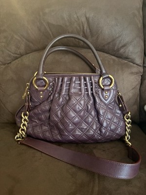 Marc Jacobs Cecilia Quilted Satchel Handbag Gold Hardware Chain Strap..