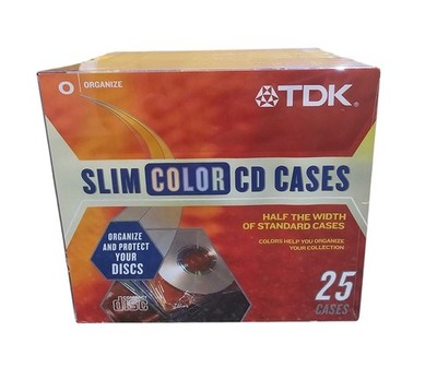 TDK Slim Color CD Cases 25 Pack NEW Sealed Half Width Jewel Case MCJB-MC25