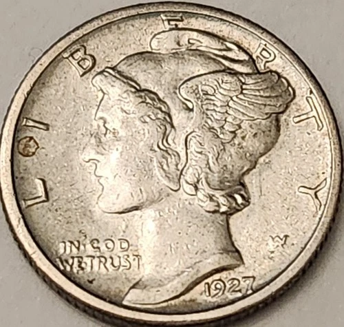 1927-S Mercury Dime Better Date Silver 10C VF/XF Full Date Nice Collector Coin