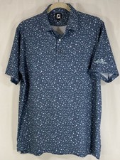 Footjoy Terrazzo Print Lisle Bluestone Short Sleeve Golf Polo Shirt Mens XL