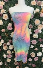 Multicolor Tie Dye Bandeau Bodycon Dress S