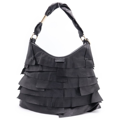 Yves Saint Laurent Lope One Shoulder Bag Handbag Tote Black Leather Gold Used 40
