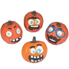 Funny Face Halloween Pumpkin Decorating Foam Craft Kit - Makes 12