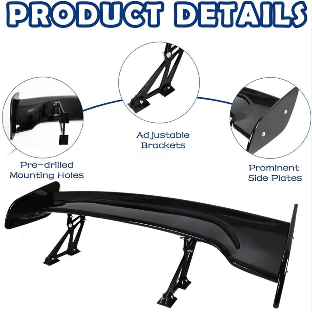 Black 46 "GT-Style Rear Trunk Spoiler Racing Wing For Maserati Gran Turismo