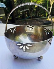 Konfektschale-Zucker- Henkelschale Metall versilbert