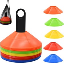 Agility Soccer Cones 25/50/100pcs with Carry Bag for Training 5 Colors