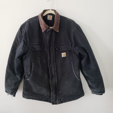 Vintage Carhartt Men Jacket Coat LARGE Quilted Corduroy Collar Work Cinch Waist