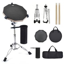 Drum Practice Pad Set, 12 Inch Double Sided Silent Drum Pad with Bag Black
