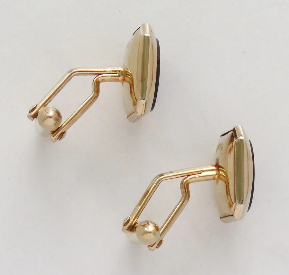 Swank Abalone Square Cufflinks Vintage Shell Smoky Gold Wedding Formal Party - Image 3 of 4