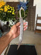 Old Antique Collectible Hand Forged Solid Iron Knife Katar Dagger Sword 14"