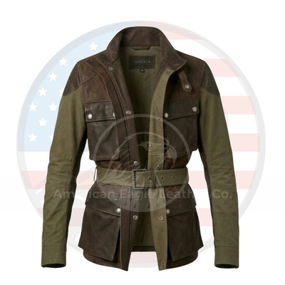 Men s Cadora Vintage Brown Leather Duster Jacket Classic Biker Motorcycle Dakar