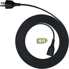 Black Extension Cord 10FT Extension Cords Thin Two Prong for Indoor Use Outdoor