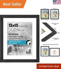 Elegant 12x15 Frame for Wall Display - Use as 9x12 with Mat or Without