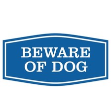 Medium Fancy Beware of Dog Sign Blue Durable Material for Home Security