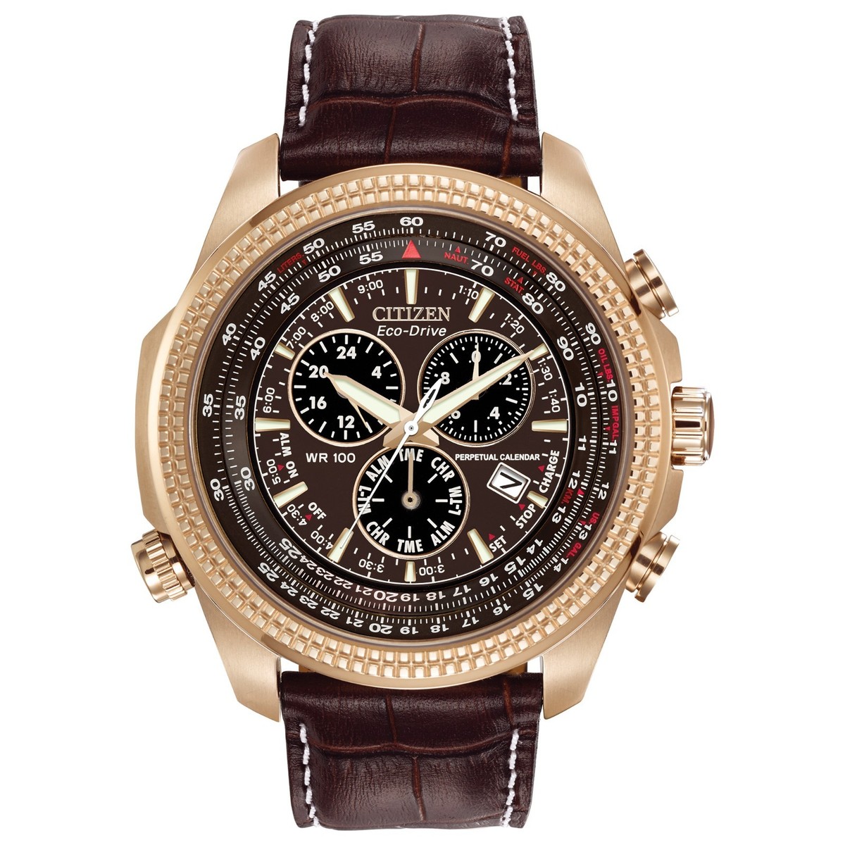 Citizen Men's Brycen Chronograph Perpetual Brown Eco-Drive Watch
