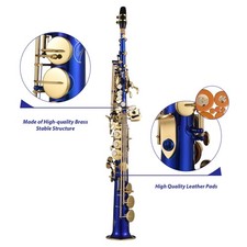 Btuty Brass Straight Soprano Sax Saxophone Bb B Flat Woodwind Instrument Fo GOHR