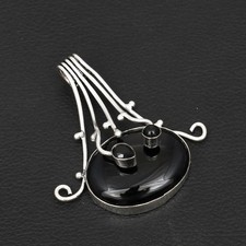 Handgefertigter schwarzer Onyx Edelstein Anhänger Schmuck Geschenk zum Jahrestag 2,28" AP-53009