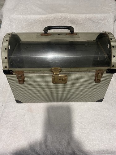 Vintage Small Animal Carrier Metal Plastic Ventilation Holes Transparent Top