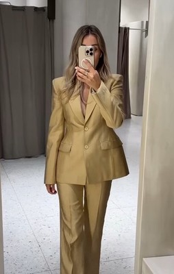 ZARA WOMAN NWT SS25 ZW COLLECTION OVERSIZE BLAZER GOLDEN JACKET