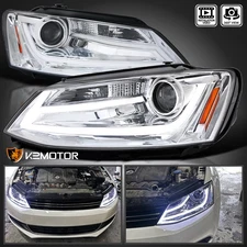 Fits 2011-2018 Volkswagen Jetta MK6 Halogen LED Tube Projector Headlights Lamps