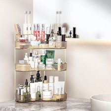Corner Bathroom Counter Organizer with Top Toothbrush Holders, 3-Tier Make Up...