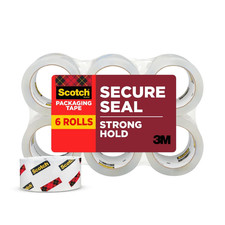 Scotch Secure Seal Packaging Tape, 1.88in x 54.6yd, Clear, 6 Rolls
