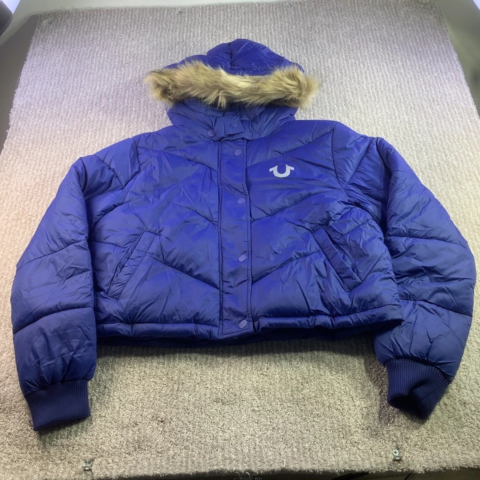 Chaqueta acolchada True Religion para mujer azul con capucha talla XL NUEVA CON ETIQUETAS Foto 2 de 4
