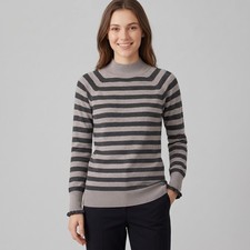 Loft Women's Striped Ruffle Cuff Mock Neck Sweater in size Small NWT MSRP 55