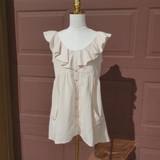 Daniel Rainn Cream Ruffled Scoop Neck Sundress Women's Size Small EUC