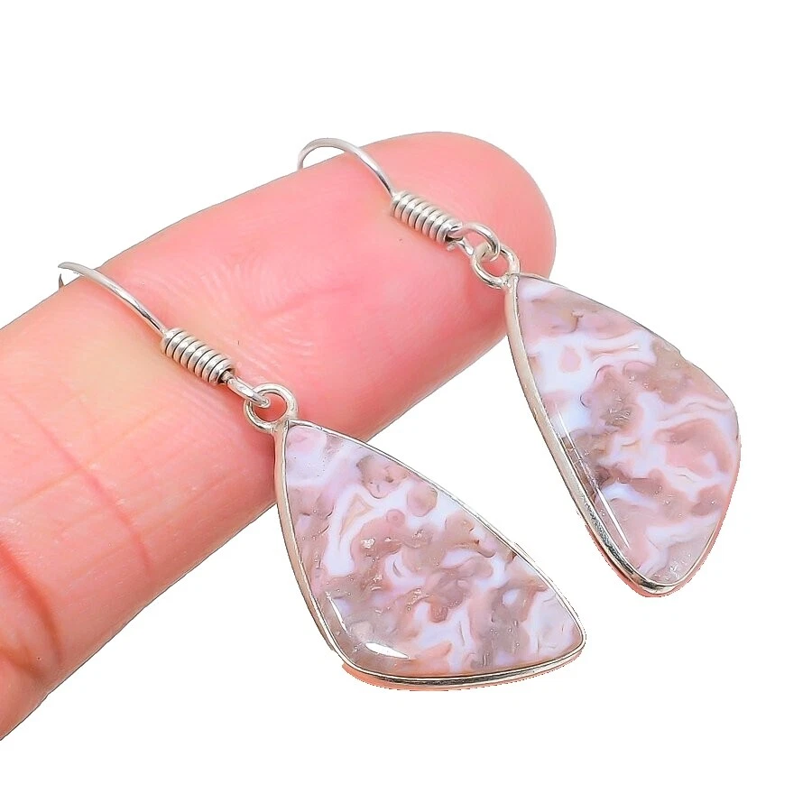 Piedra de playa Chapado en Plata Pendientes de Moda