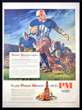 1951 PM Pleasant Moments Vtg PRINT AD Whiskey Football Red Grange