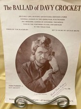 Vintage 1954 Sheet Music THE BALLAD OF DAVY CROCKETT Fess Parker DISNEY - NOS