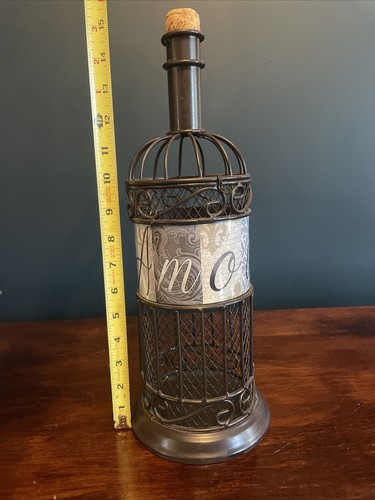 Amour Dekorativer Korkenhalter Weinflasche Metall 15 Zoll Bronze Finish Wein Dekor - Bild 11 von 11