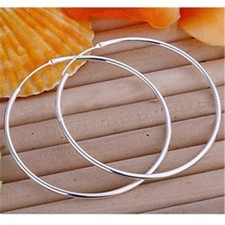 18K White Gold Filled Tarnish-Free Thin Endless Hoop Earrings Z66 14 45 55 60mm