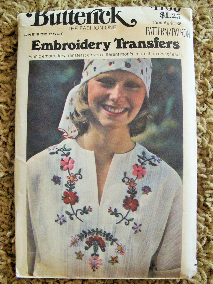vintage 1970 EMBROIDERY TRANSFERS boho trim border Butterick Yoke