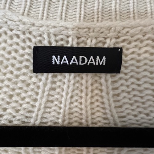 Naadam Size Medium Cream Boho Beach Cashmere Wool Cable Knit Cardigan 