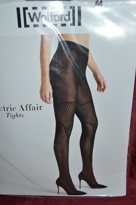 WOLFORD ELECTRIC AFFAIR tights Pantyhose BLACK MED MRP$67 STRUMPHOSE E18
