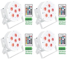 4 Rockville BATTERY PAR 61 White Rechargeable RGBWA UV DMX DJ Up-Lights Remotes