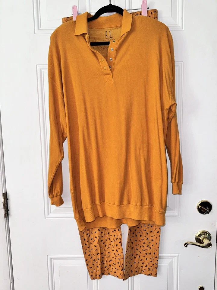 Antigo Carole Little Sport LG 3 PEÇAS CONJUNTO Calças de Algodão Safári Túnica Cardigã Safari - Imagem 4 de 4