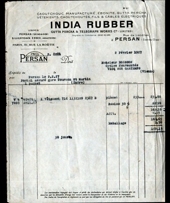 PERSAN 95: GUMMIFABRIK, INDIA RUBBER ''GUTTA-PERCHA & TELEGRAPH WORKS Co''