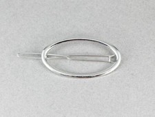Silver oval barrette outline shape metal hair clip barrette shiny clip oblong