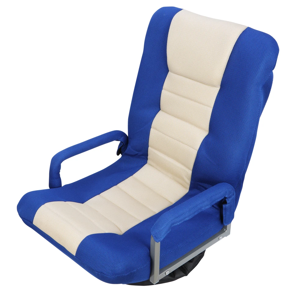 360-Degree Swivel Gaming Floor Chair Folding Adjustable Swivel with Armrest Blue - Image 4 of 4