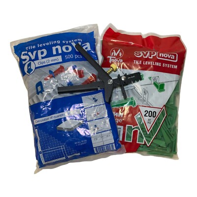 Fliesen Nivelliersystem, ''Svp-noVa''  500 Laschen (2 mm) + 200 Keile + Zange