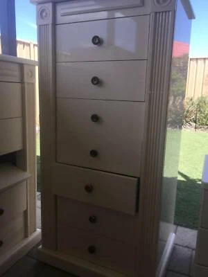 Cream Chest Of Drawers And Two Tall Boys Dressers Drawers