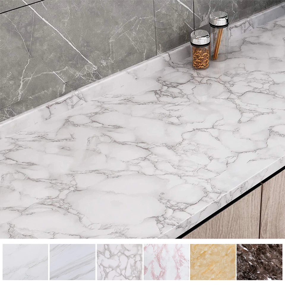 Marble Contact Paper Self Adhesive Peel & Stick Wallpaper PVC Kitchen Countertop - Image 2 of 4